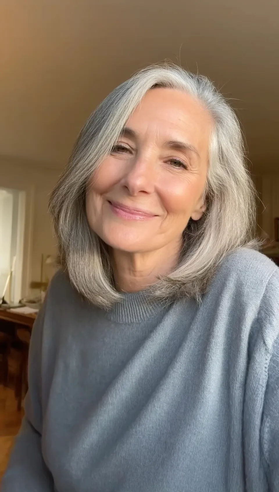 Classic Silver Gray Bob with Crisp Straight Finish